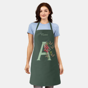 Butterflies Flower Monogram Initial A Personalized Apron