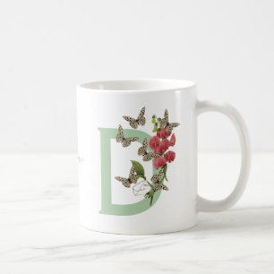 Butterflies Flower Monogram Initial D Name    Coffee Mug
