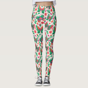 Butterflies, Flowers, and Leaves Leggings