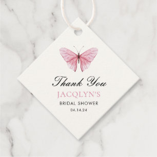 Butterflies Flowers Bridal Shower Thank You Favour Tags
