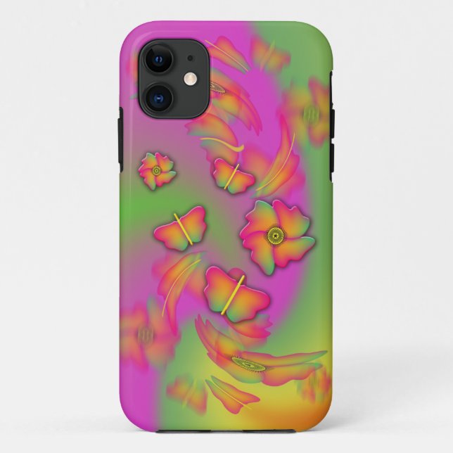 Butterflies & Flowers Case-Mate iPhone Case (Back)