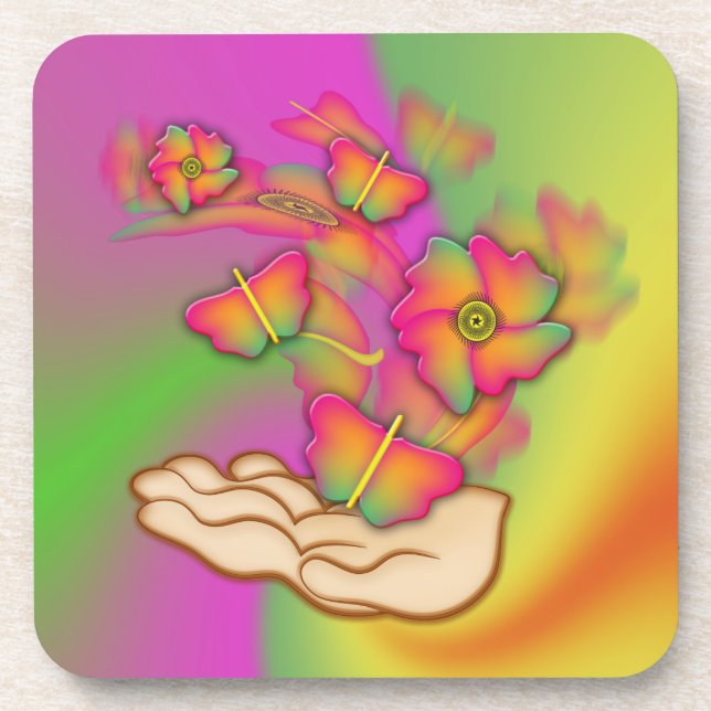 Butterflies & Flowers Coaster (Front)