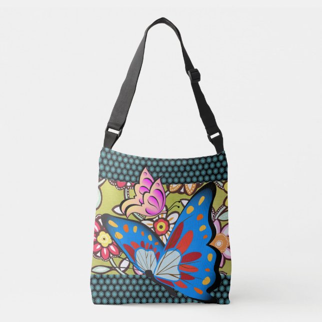 Butterflies & Flowers Crossbody Bag (Front)