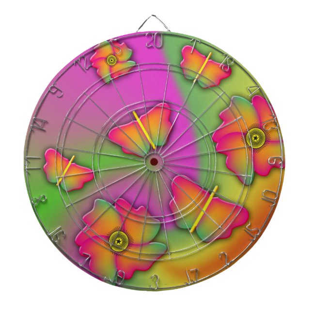 Butterflies & Flowers Dartboard (Front)
