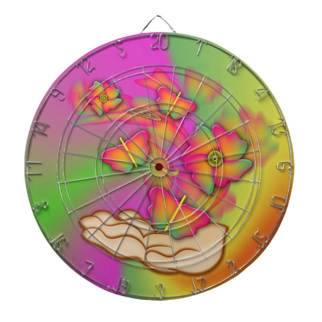 Butterflies & Flowers Dartboard (Front)