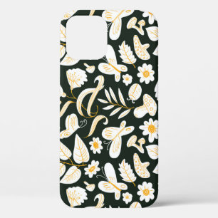 Butterflies & Flowers: Doodle Summer Pattern. iPhone 12 Case