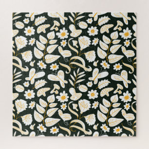 Butterflies & Flowers: Doodle Summer Pattern. Jigsaw Puzzle