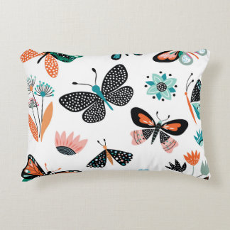 Butterflies Flowers: Hand Drawn Collection Accent Pillow