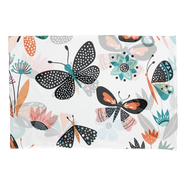 Butterflies Flowers: Hand Drawn Collection Pillowcase (Front)