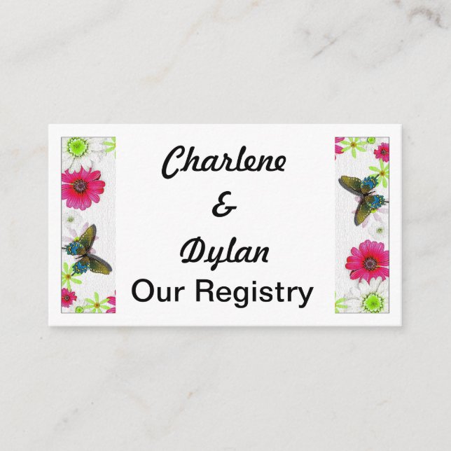 Butterflies & Flowers in Mosaic Registry Enclosure Card (Front)