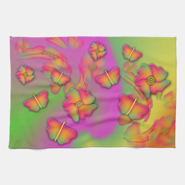 Butterflies & Flowers Kitchen Towel (Horizontal)
