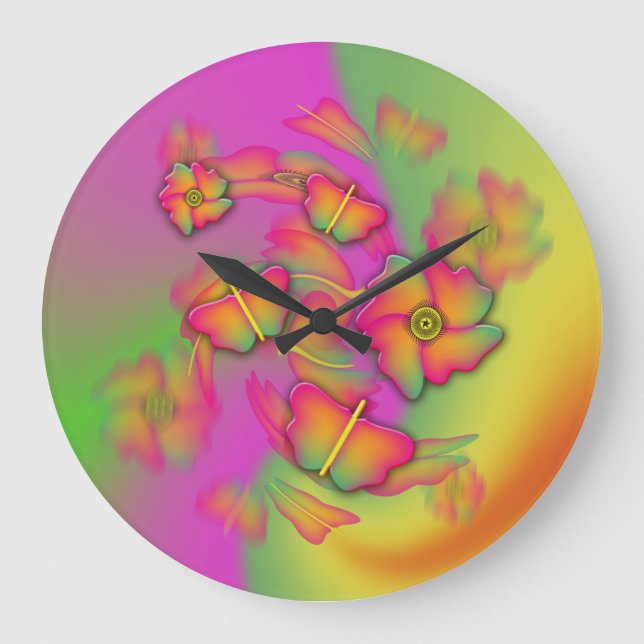 Butterflies & Flowers Large Clock (Front)