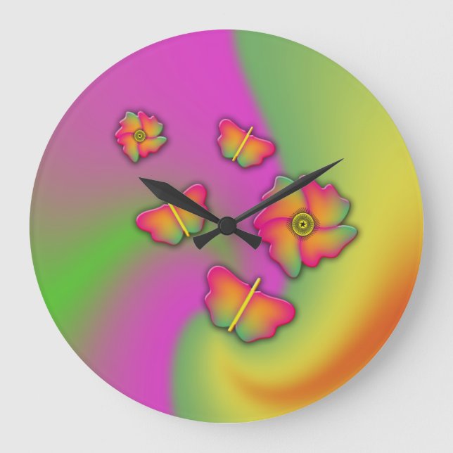 Butterflies & Flowers Large Clock (Front)