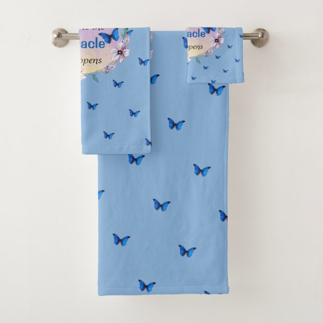Butterflies & Flowers Positive Mindset Quote  Bath Towel Set (Insitu)