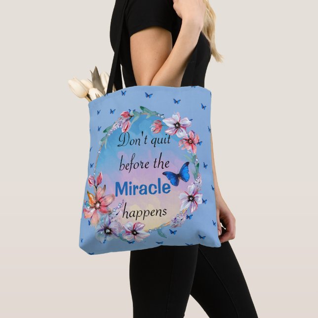 Butterflies & Flowers Positive Mindset Quote  Tote Bag (Close Up)
