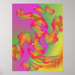 Butterflies & Flowers Poster