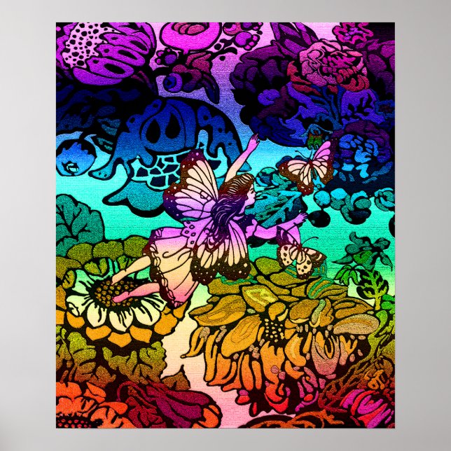 Butterflies, Flowers, Rainbow, Angel Poster (Front)