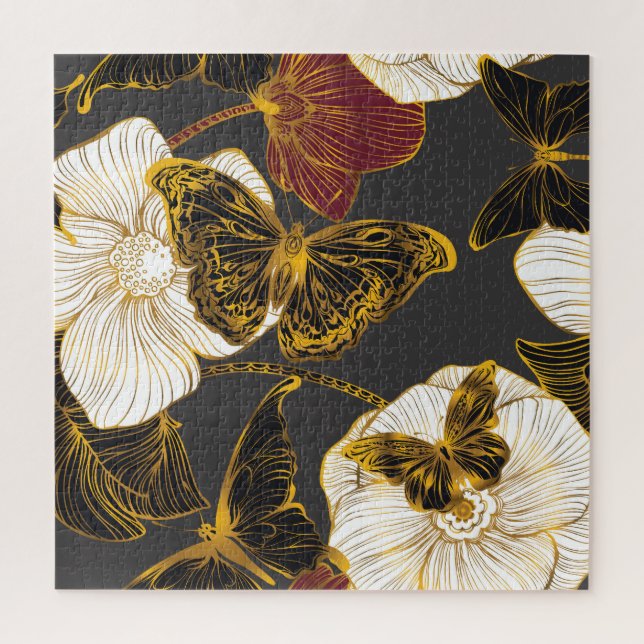 Butterflies & Flowers: Spring Boho Pattern Jigsaw Puzzle (Vertical)