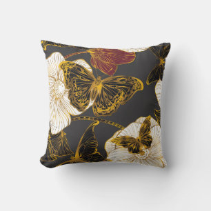 Butterflies & Flowers: Spring Boho Pattern Throw Pillow