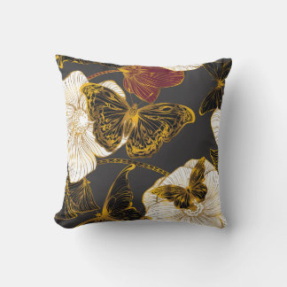 Butterflies & Flowers: Spring Boho Pattern Throw Pillow