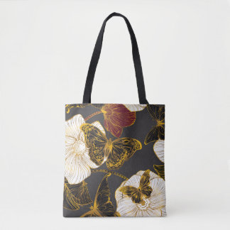 Butterflies & Flowers: Spring Boho Pattern Tote Bag