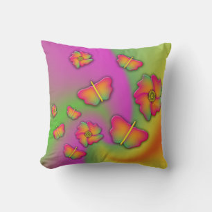 Butterflies & Flowers Throw Pillow