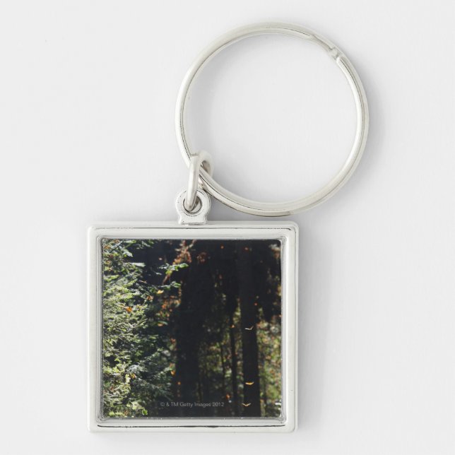 Butterflies flying in forest keychain (Front)