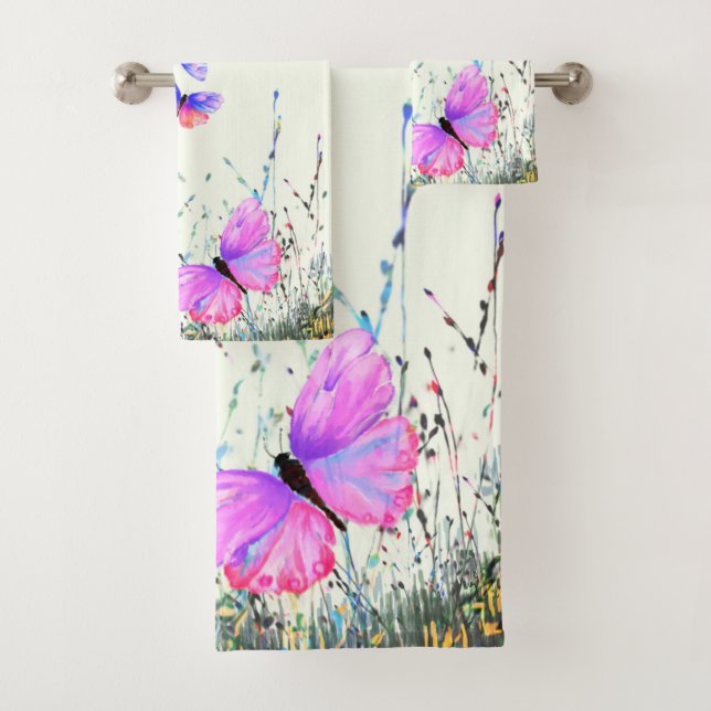 Butterflies Flying in Nature Bath Towels Spring (Insitu)