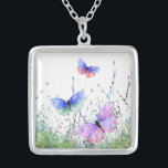 Butterflies Flying in Nature Necklace Gift<br><div class="desc">Necklace with Spring Joy Colourful Butterflies Flying in Nature Watercolor Painting Butterfly and Flowers Necklaces - Choose / Add Your Favourite Text / Colour - Make Your Unique Necklaces Gift - Resize and move or remove and add elements with customization tool ! - Drawing and Design by MIGNED. You can...</div>