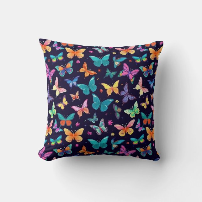 Butterflies Flying Throw Pillow (Front)