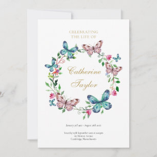 Butterflies Funeral Order Of Service Progam Invitation