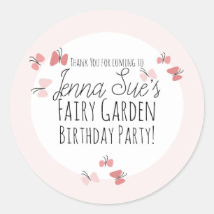 Butterflies Garden Birthday Pink Classic Round Sticker