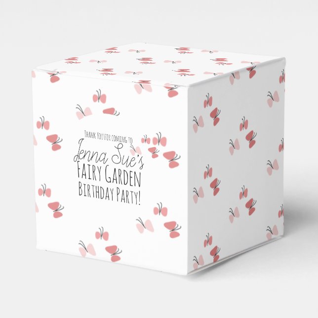 Butterflies Garden Birthday Pink  Favor Box (Front Side)