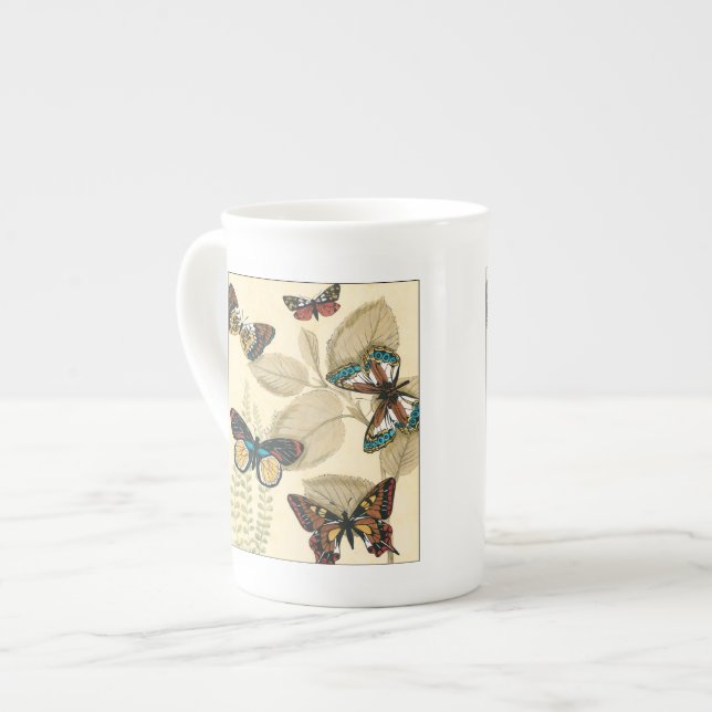 Butterflies Gliding Over Leaves Bone China Mug (Front Left)