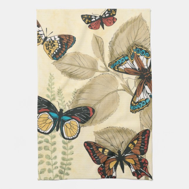 Butterflies Gliding Over Leaves Kitchen Towel (Vertical)