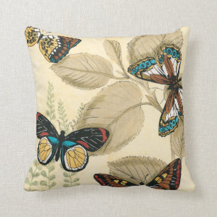 Butterflies Gliding Over Leaves Throw Pillow