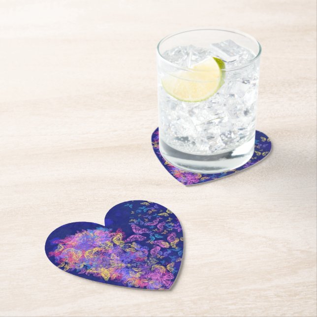Butterflies Heart Paper Coaster (Insitu)