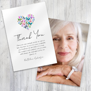 Butterflies Heart Photo Sympathy Funeral  Thank You Card