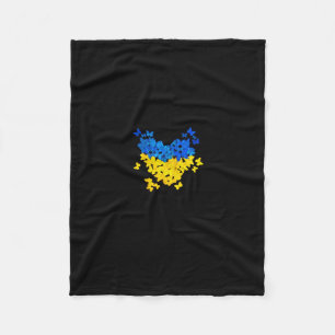 Butterflies Heart Ukraine Flag Ukrainian Ukrainian Fleece Blanket