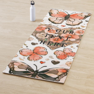Butterflies, Hearts and Flowers Custom Double Side Yoga Mat