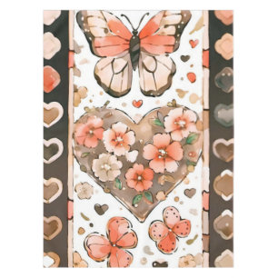 Butterflies, Hearts and Flowers Tablecloth
