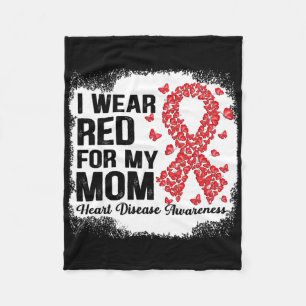 Butterflies I Wear Red For My Mom Heart Disease Aw Fleece Blanket