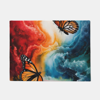 Butterflies in a colorful storm. doormat