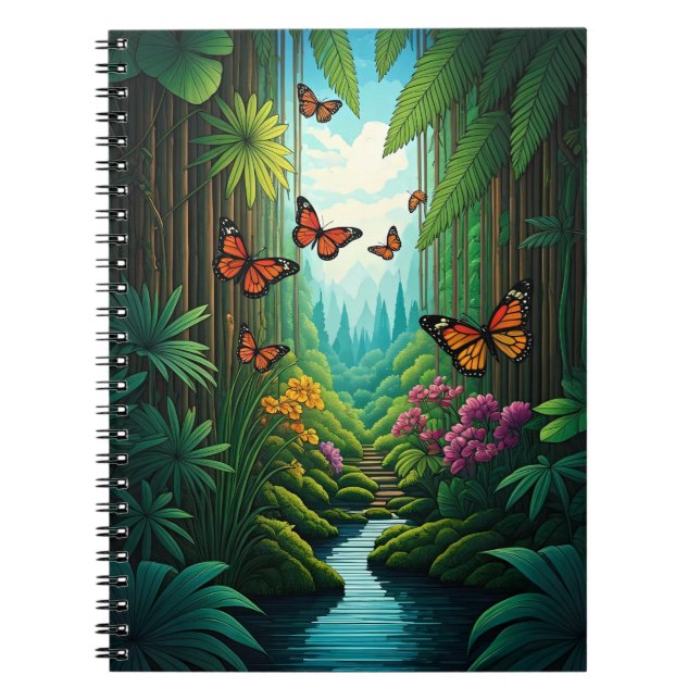 Butterflies in a Lush Jungle Notebook (Front)