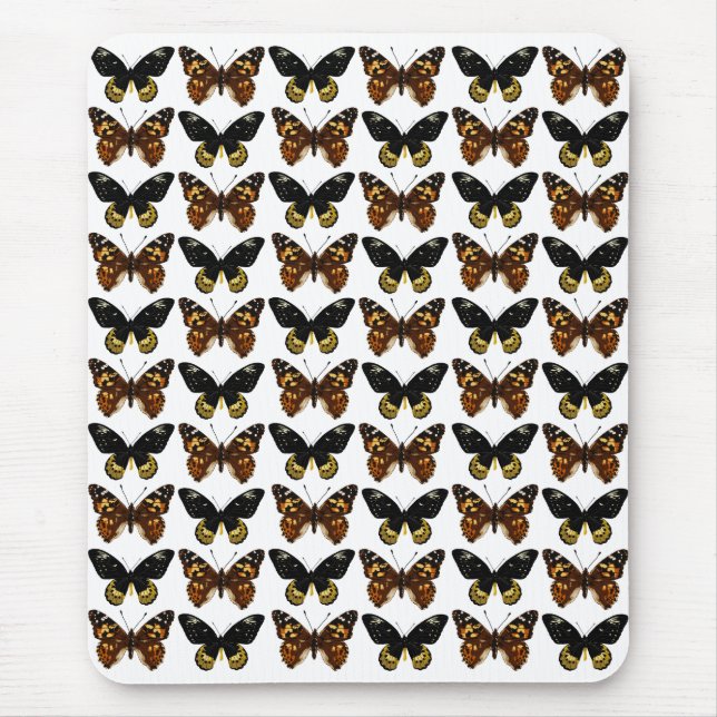 Butterflies in black and brown mouse pad (Front)