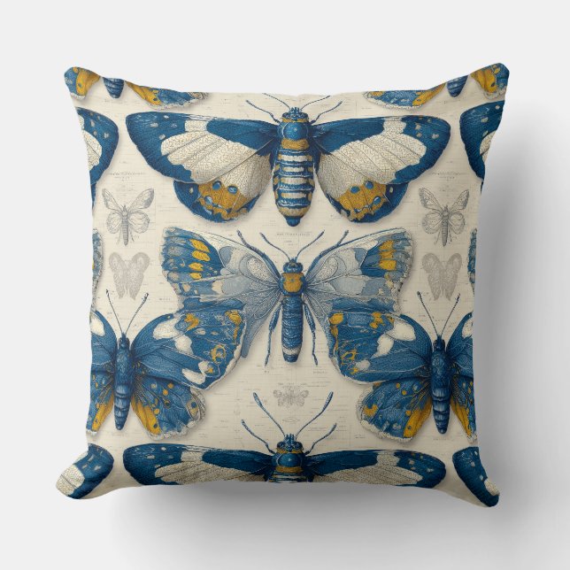 Butterflies In Botany Illustration  Throw Pillow (Front)