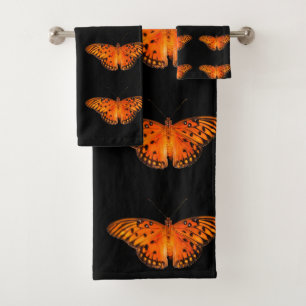 Butterflies in dark bath towel set