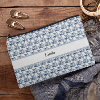 Butterflies in Delft Blue, customizable Accessory Pouch