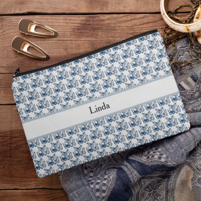 Butterflies in Delft Blue, customizable Accessory Pouch (Creator Uploaded)