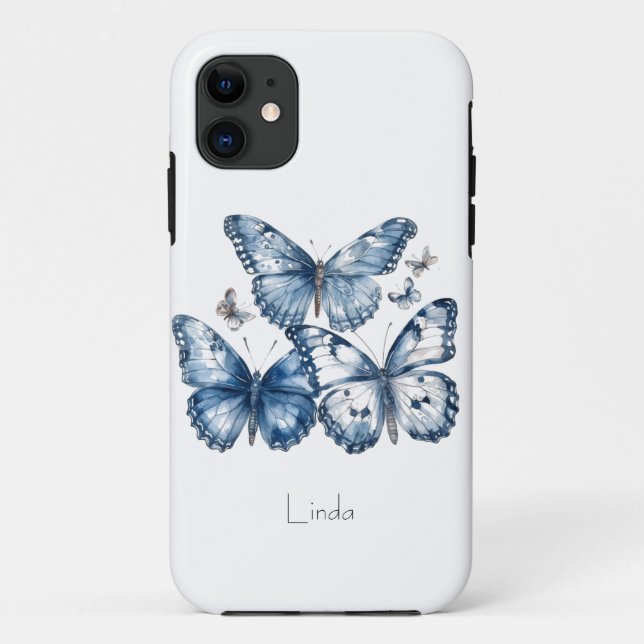 Butterflies in Delft Blue, customizable Case-Mate iPhone Case (Back)
